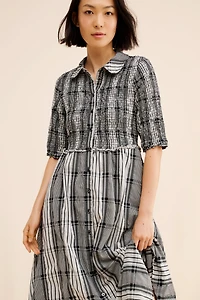 Maeve Short-Sleeve Smocked Midi Shirtdress