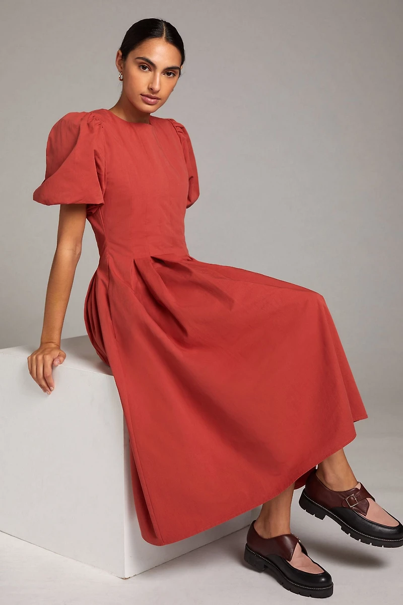 Eri + Ali Corset-Seamed Midi Dress