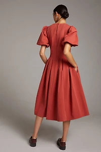 Eri + Ali Corset-Seamed Midi Dress