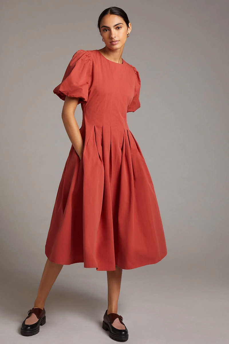 Eri + Ali Corset-Seamed Midi Dress