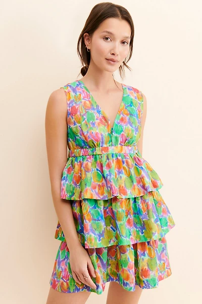 Hope for Flowers by Tracy Reese Floral Printed Tiered Mini Dress