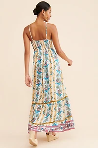Barok Paris Floral Maxi Flounce Dress