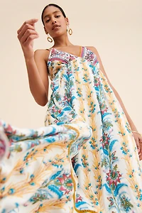 Barok Paris Floral Maxi Flounce Dress