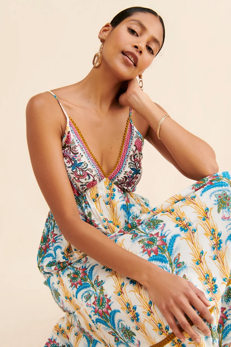 Barok Paris Floral Maxi Flounce Dress