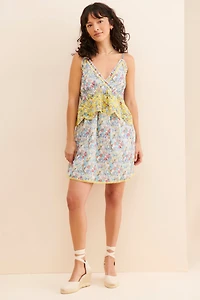 Barok Paris Floral Embroidered Mini Dress
