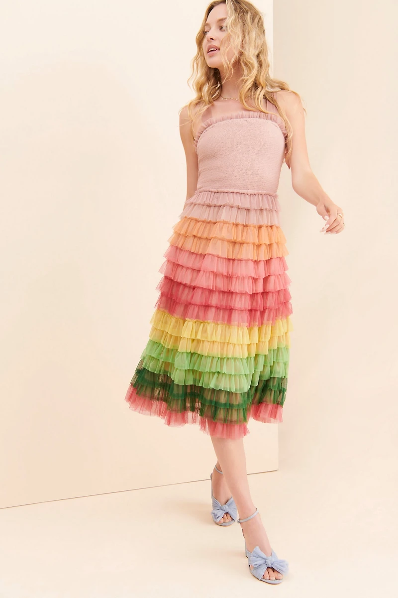 Bl-nk Tiered Ruffle Midi Dress