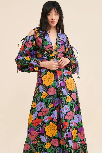 FARM Rio Bucolic Garden Sleeve Cut Out Dress