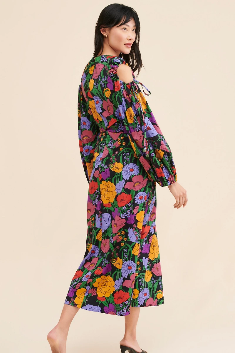 FARM Rio Bucolic Garden Sleeve Cut Out Dress