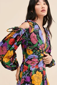 FARM Rio Bucolic Garden Sleeve Cut Out Dress