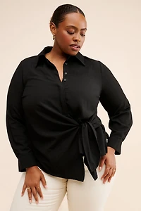 Eloquii Hip Tie Collared Shirt