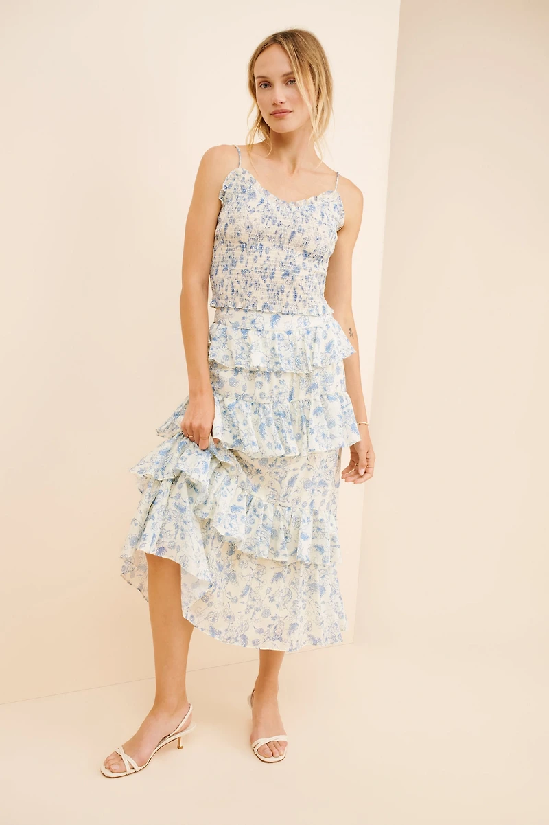 ASTR the Label Smocked Printed Cami
