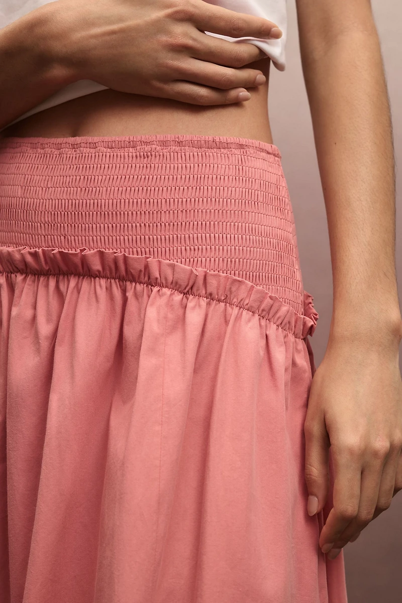 Smocked Yoke Maxi Skirt
