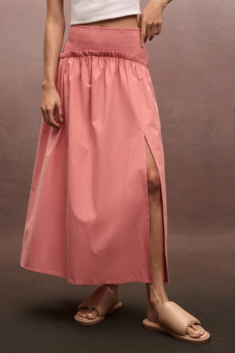 Smocked Yoke Maxi Skirt