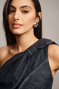 Pilcro One-Shoulder Denim Bow Top