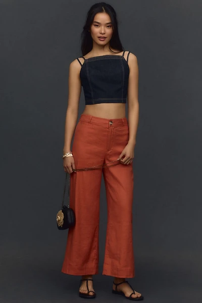 Maeve The Ettie High-Rise Crop Wide-Leg Pants: Linen Edition