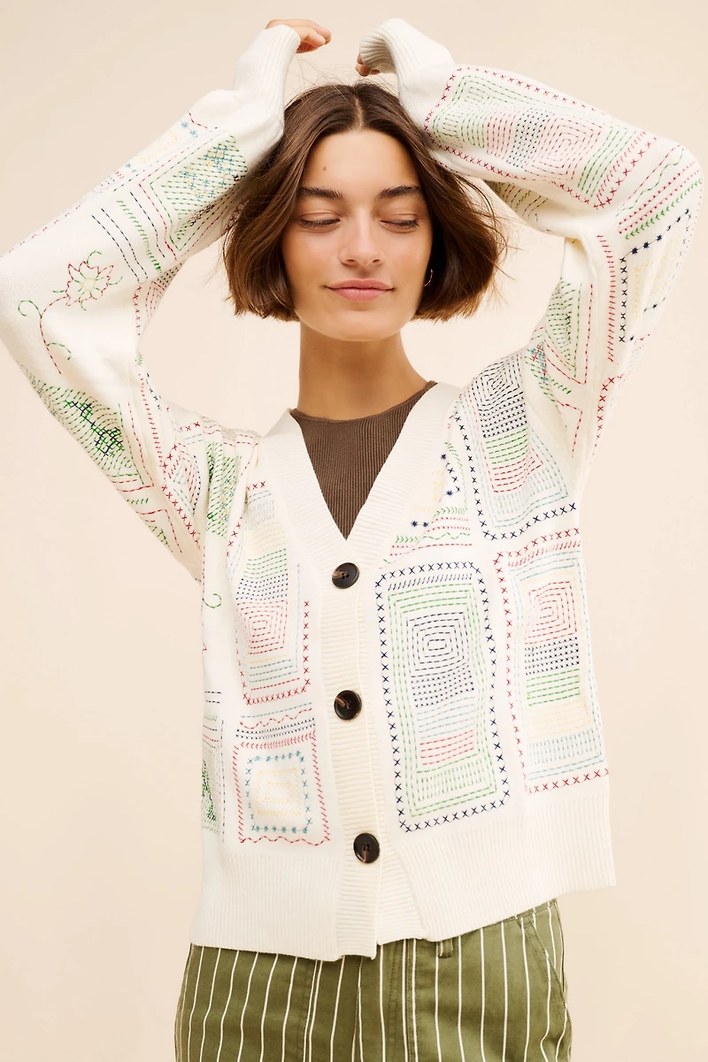 Never Fully Dressed Embroidered Work Cardigan