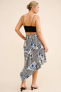 Maeve Silky Asymmetrical Midi Skirt