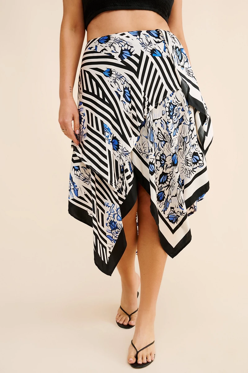 Maeve Silky Asymmetrical Midi Skirt