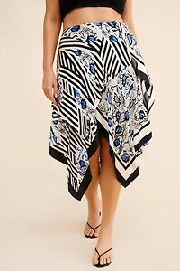 Maeve Silky Asymmetrical Midi Skirt