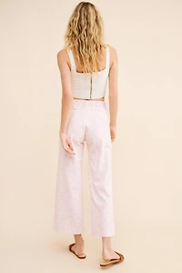 SZ Blockprints Floral Cropped Wide-Leg Pants