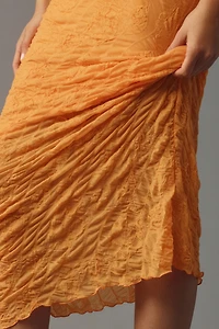 Strapless Textured Knit Slip Midi Dress