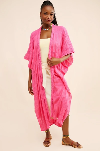 Maeve Ruched Side-Slit Duster