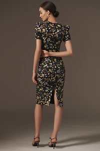 Helsi Piper Short-Sleeve Embroidered Floral Sequin Midi Dress
