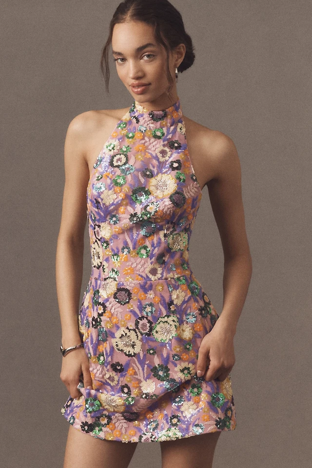 Helsi Sarah Halter Floral Sequin Mini Dress | The Summit
