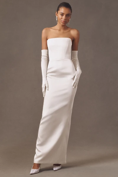 Bronx and Banco Florentina Blanc Strapless Column Wedding Gown
