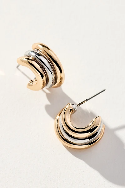 Mini Mixed Metal Layered Hoop Earrings