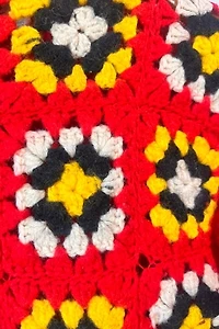 Ricardo Italy Red Granny Square Crochet Sweater Selected by The Curatorial Dept.