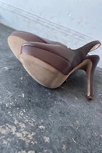 Barney's Co Op Brown Slingback Stilettos Heels Selected by The Curatorial Dept.