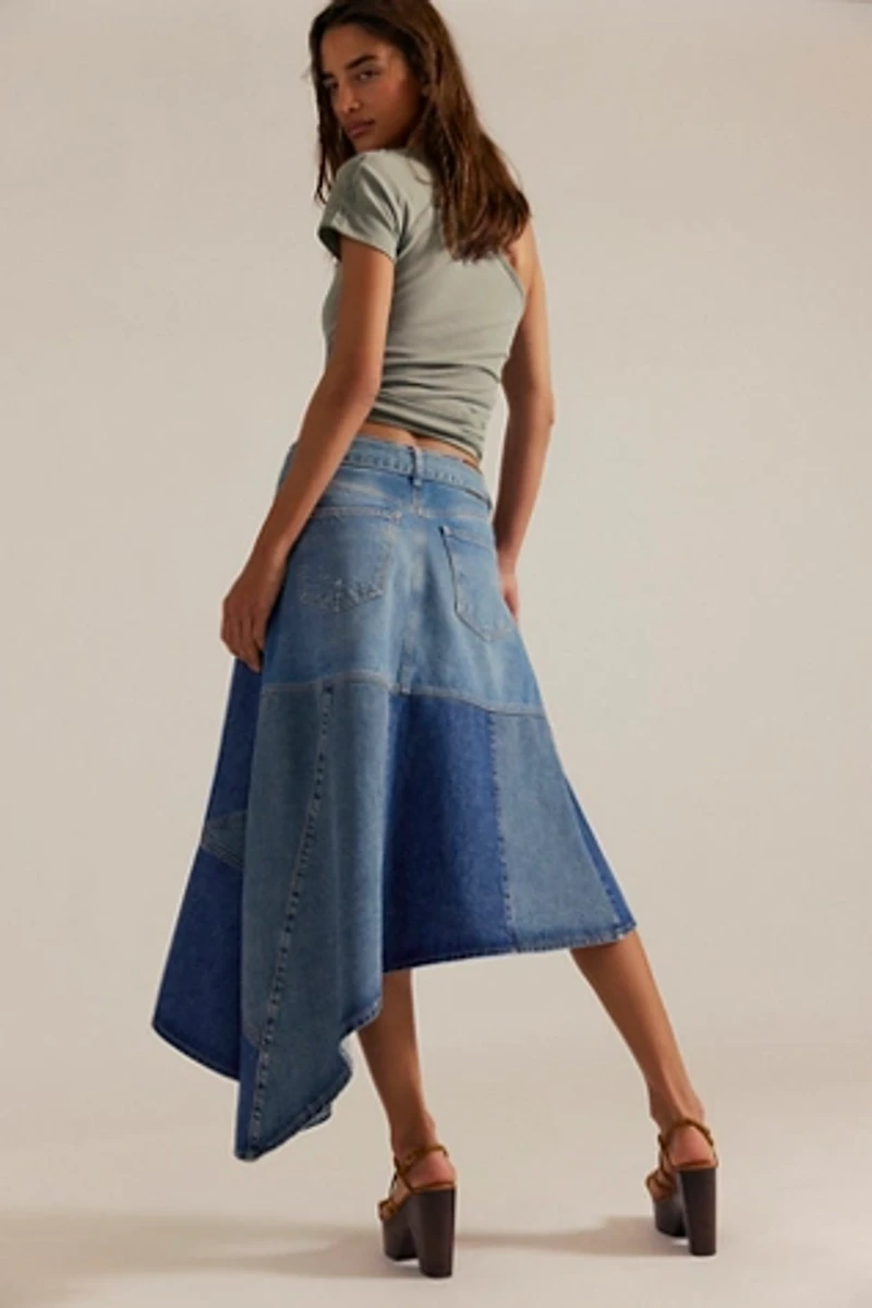 We The Free Piece Of Work Denim Midi Skirt