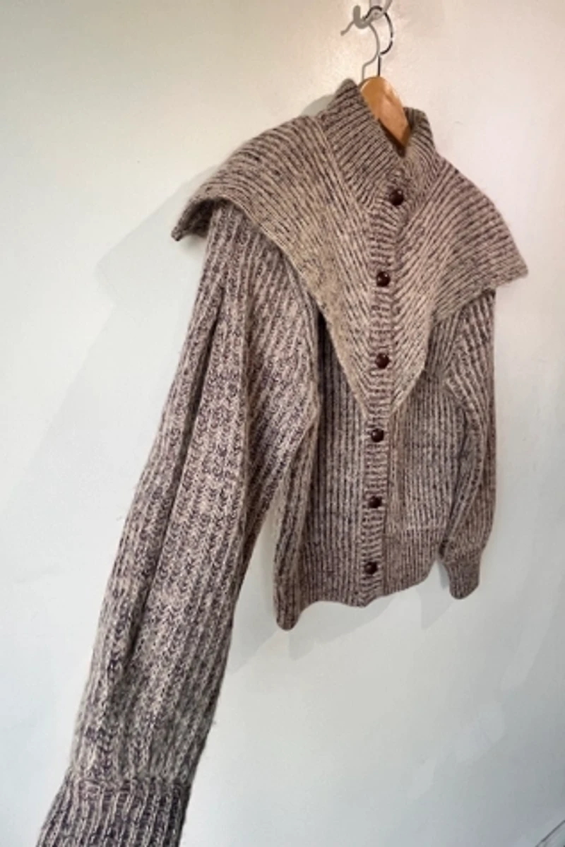 I.B. Diffusion Purple and Grey Cape Shoulder Cardigan Selected by The Curatorial Dept.