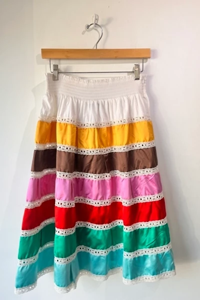 Prada Rainbow Tiered Silk Midi Length Skirt Selected by The Curatorial Dept.