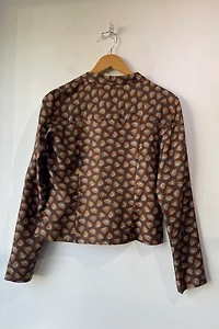 Doen Brown Patterned Silk Abena Blouse Selected by The Curatorial Dept.