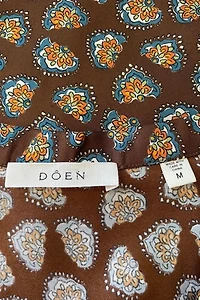 Doen Brown Patterned Silk Abena Blouse Selected by The Curatorial Dept.