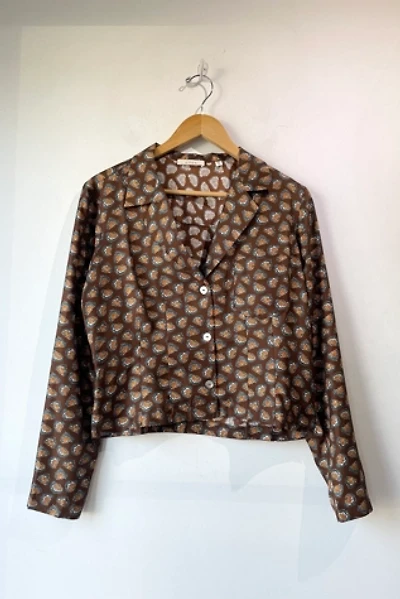 Doen Brown Patterned Silk Abena Blouse Selected by The Curatorial Dept.