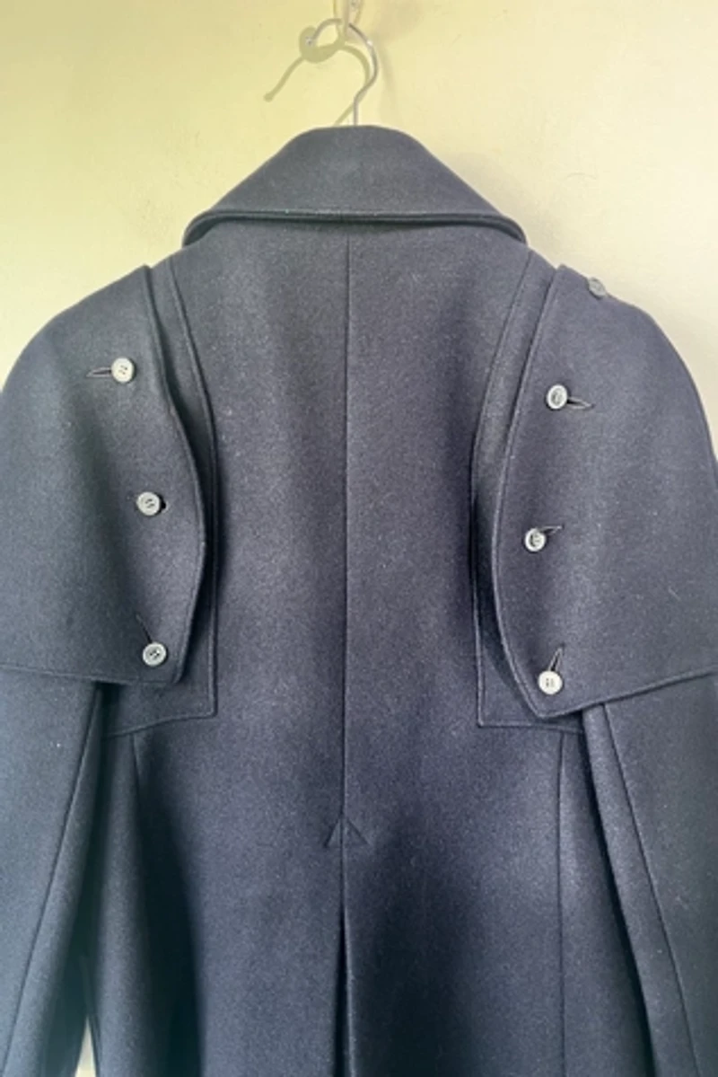 Saks Fifth Avenue Navy Wool Great Coat Selected by The Curatorial Dept.