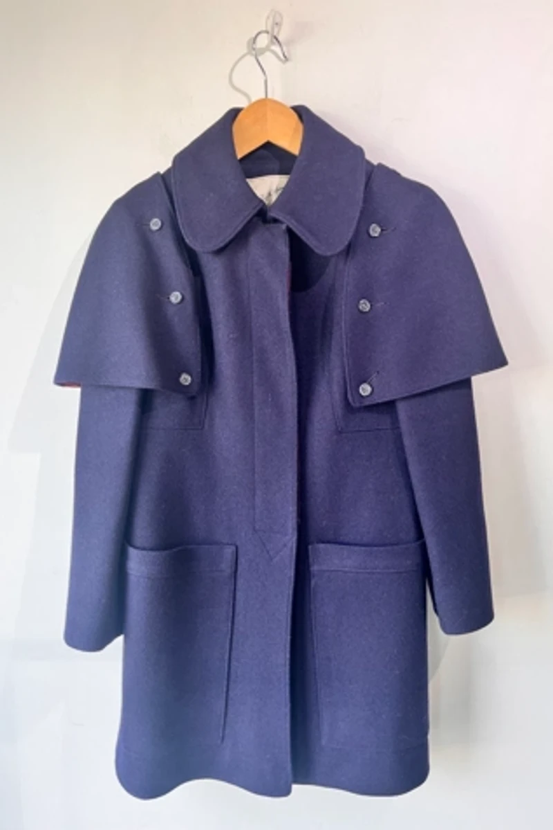 Saks Fifth Avenue Navy Wool Great Coat Selected by The Curatorial Dept.