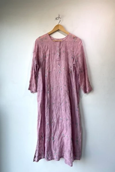Vintage Pink Floral Embroidery Dress Selected by The Curatorial Dept.