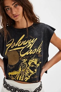 Johnny Cash Sunset Cropped Muscle Tee