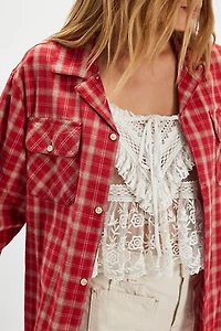 Found Raw-Cut Fringe Plaid Camp Shirt