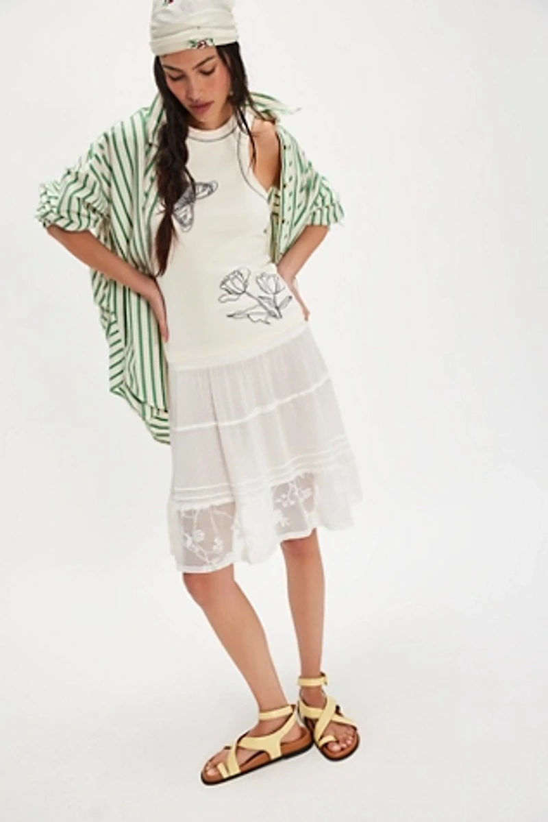 Denim and Bone Butterfly Tulip Tank
