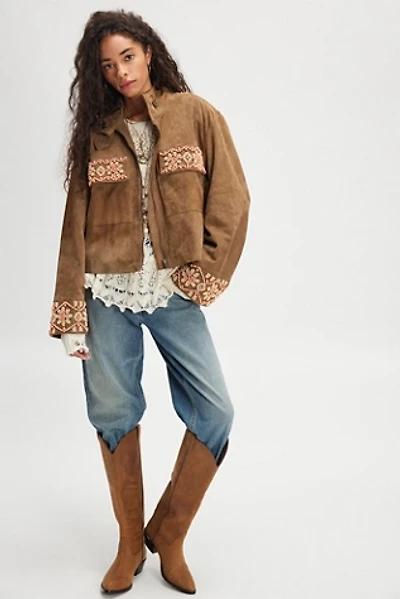 Bali Fading Moon Cropped Suede Jacket