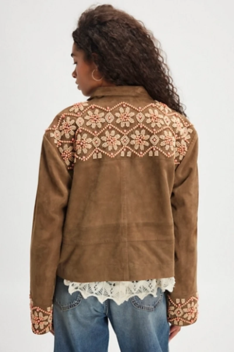 Bali Fading Moon Cropped Suede Jacket
