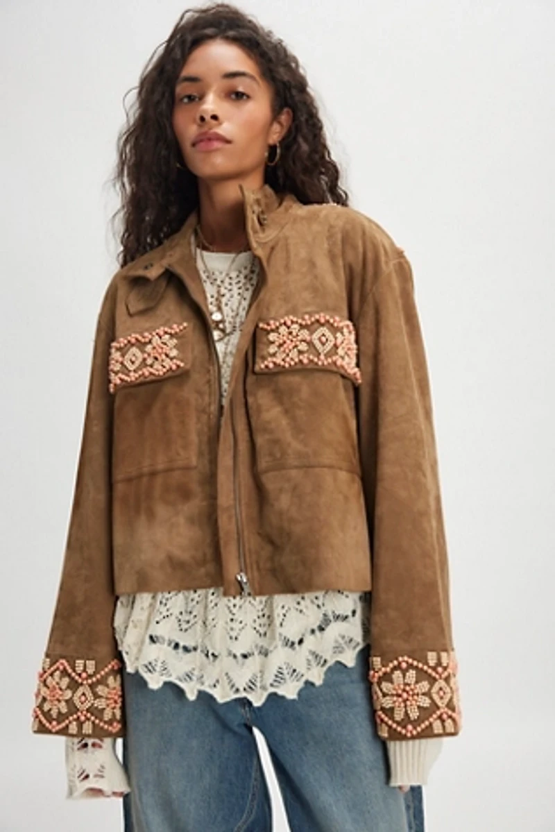 Bali Fading Moon Cropped Suede Jacket