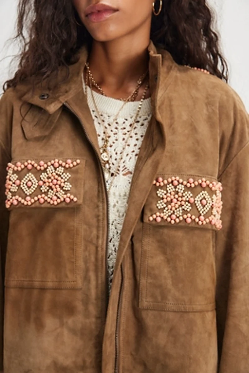 Bali Fading Moon Cropped Suede Jacket