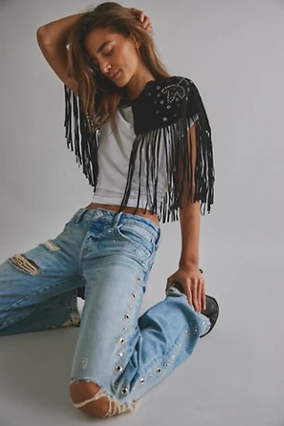 Lights Out Embellished Suede Cape