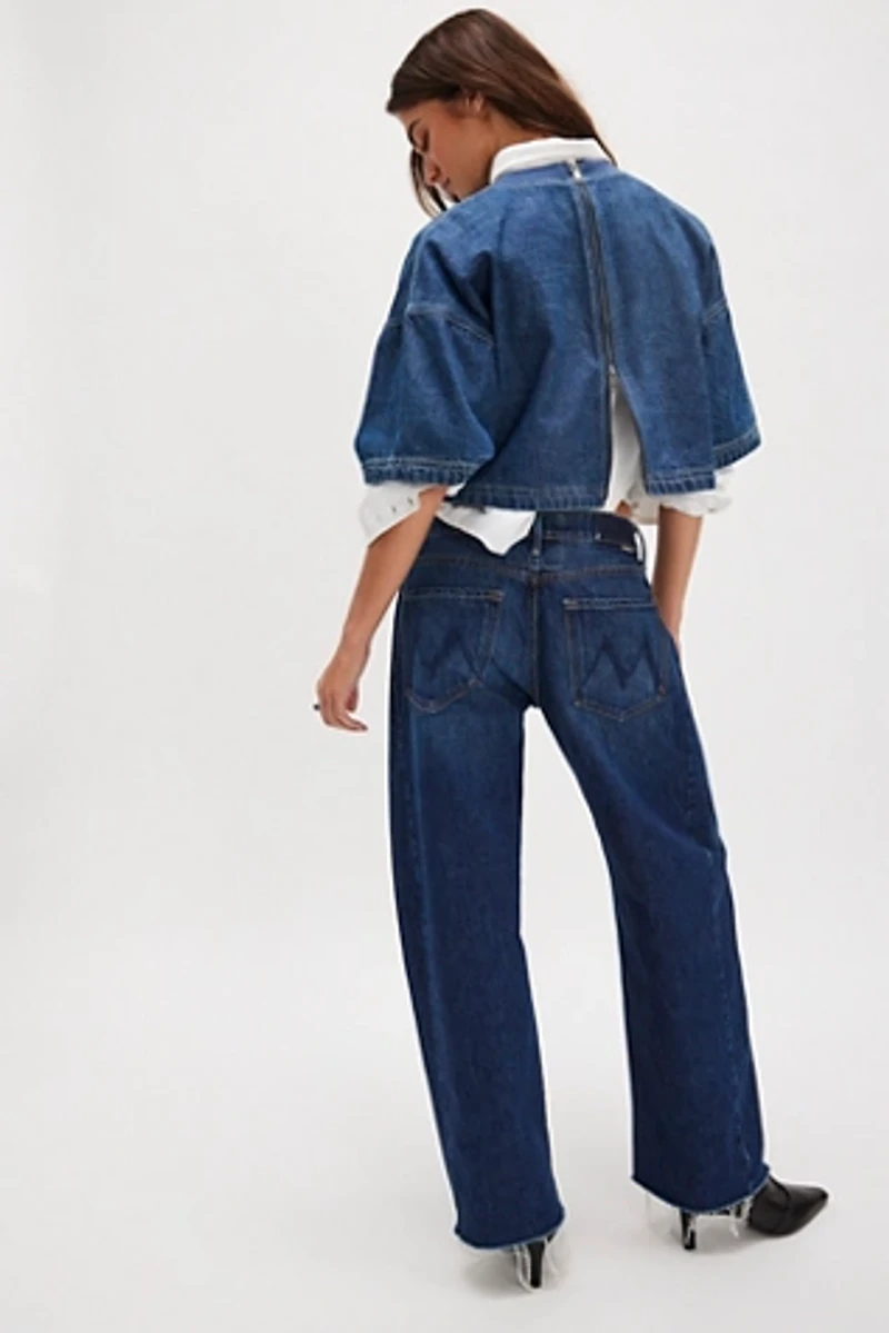 MOTHER The Mid-Rise Full-Pipe Flood Fray Jeans